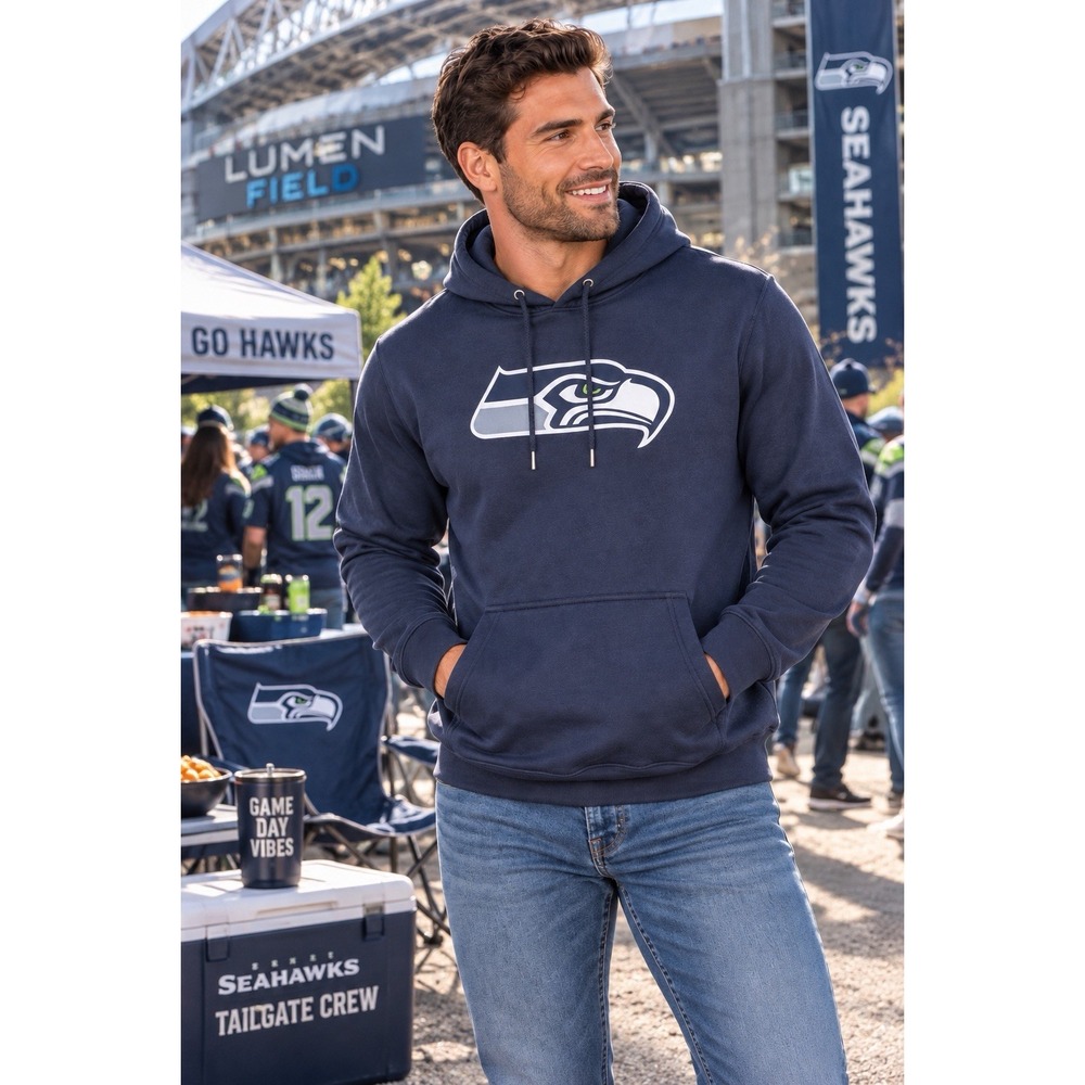 Seattle Seahawks Fanatics Men's XL Navy Pullover Hoodie NFL NWOT